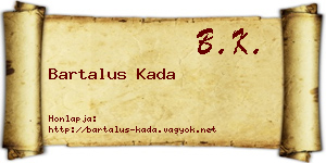 Bartalus Kada névjegykártya